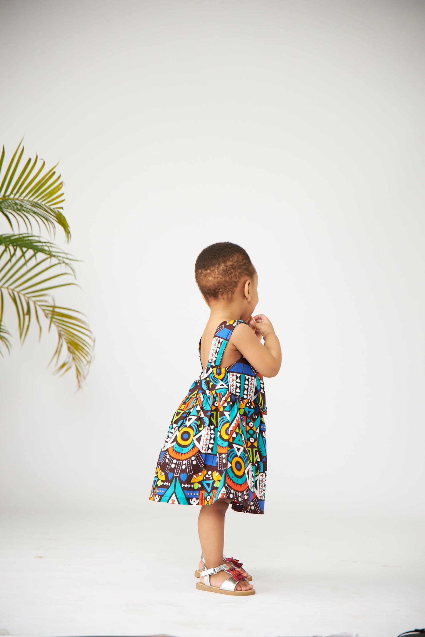 Baby Blue Aztec Print Bow Front Baby Doll Dress