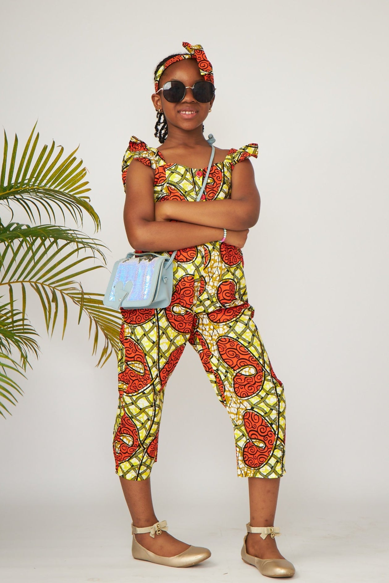 Toddler Girl Yellow Ankara Print Jumpsuit