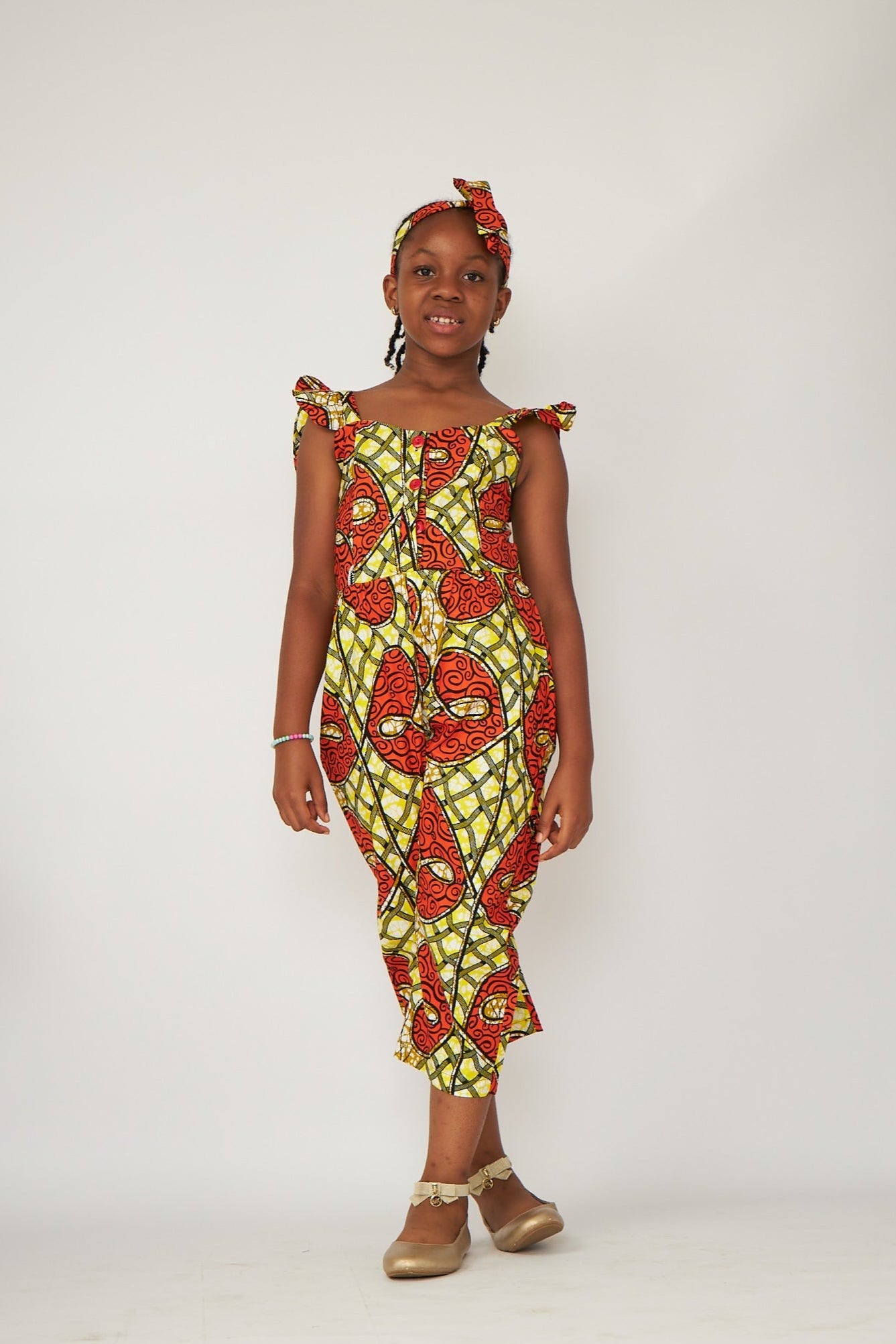 Toddler Girl Yellow Ankara Print Jumpsuit