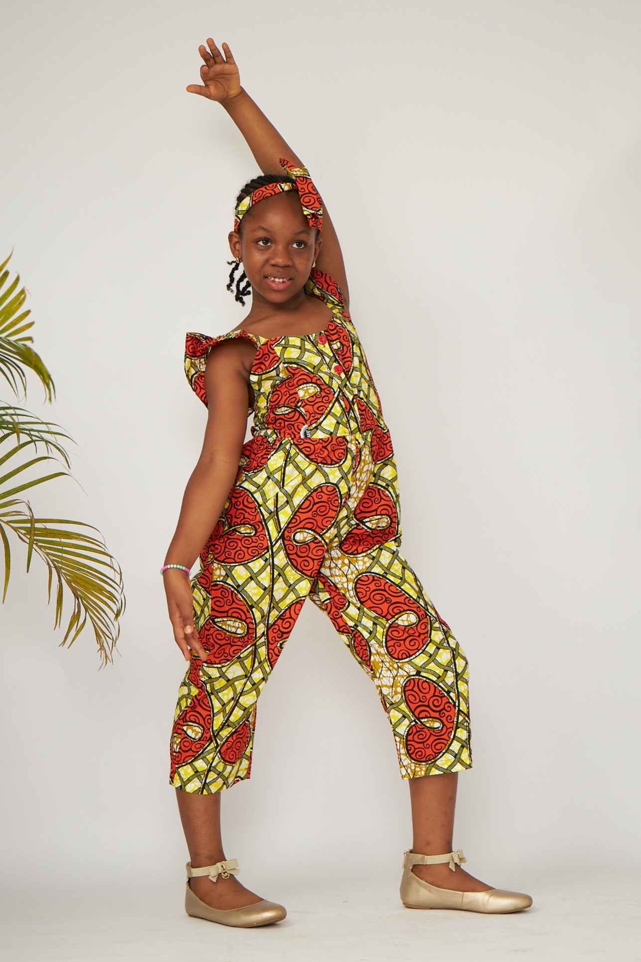 Toddler Girl Yellow Ankara Print Jumpsuit