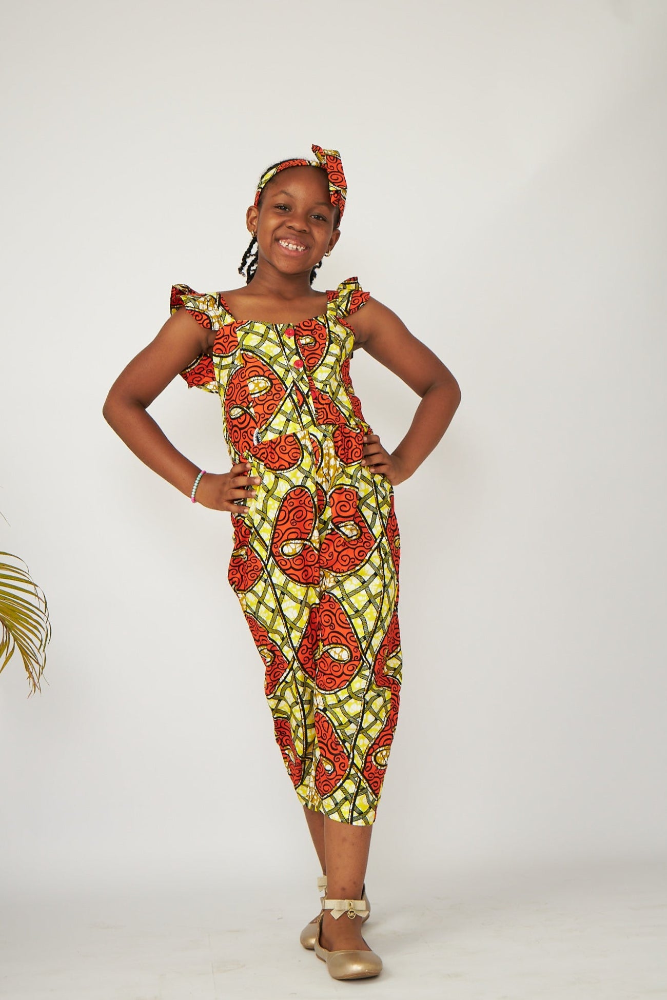Toddler Girl Yellow Ankara Print Jumpsuit