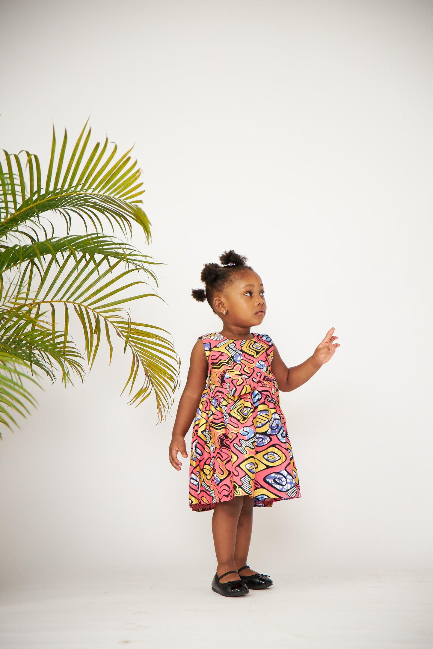Baby Pink Ankara Print Bow Front Dress