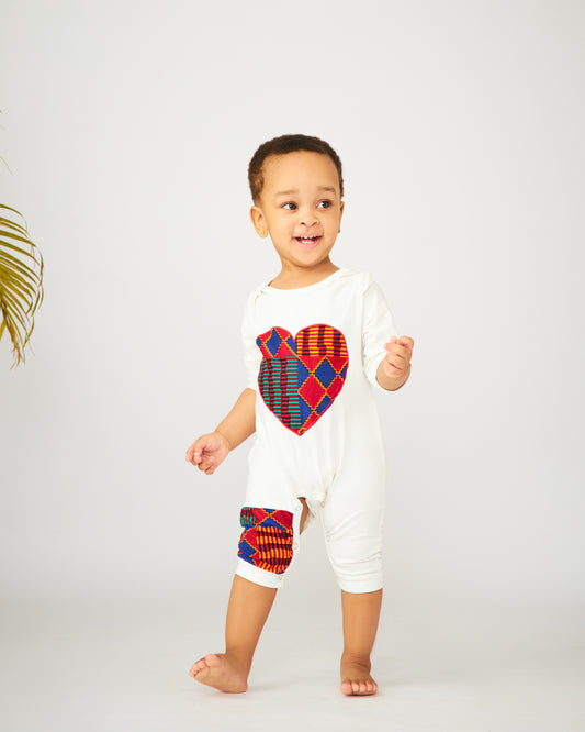 Baby Kente Heart Ankara Print Jumpsuit