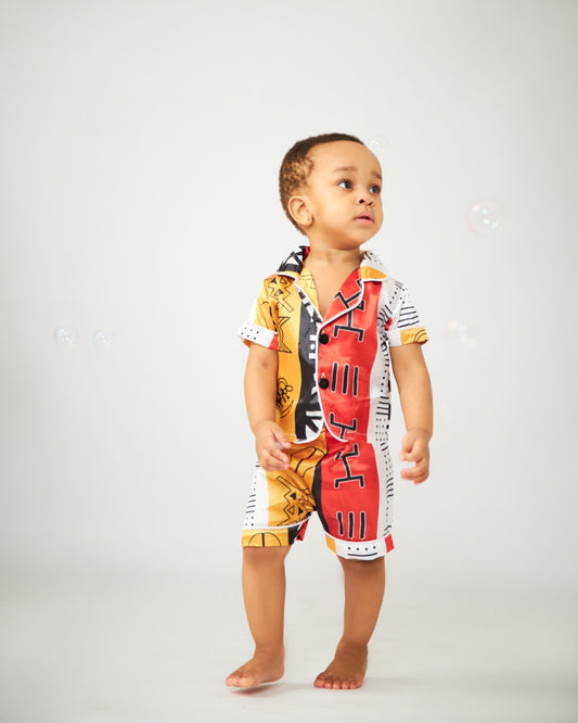 Baby Aztec Print Satin Pyjamas Set